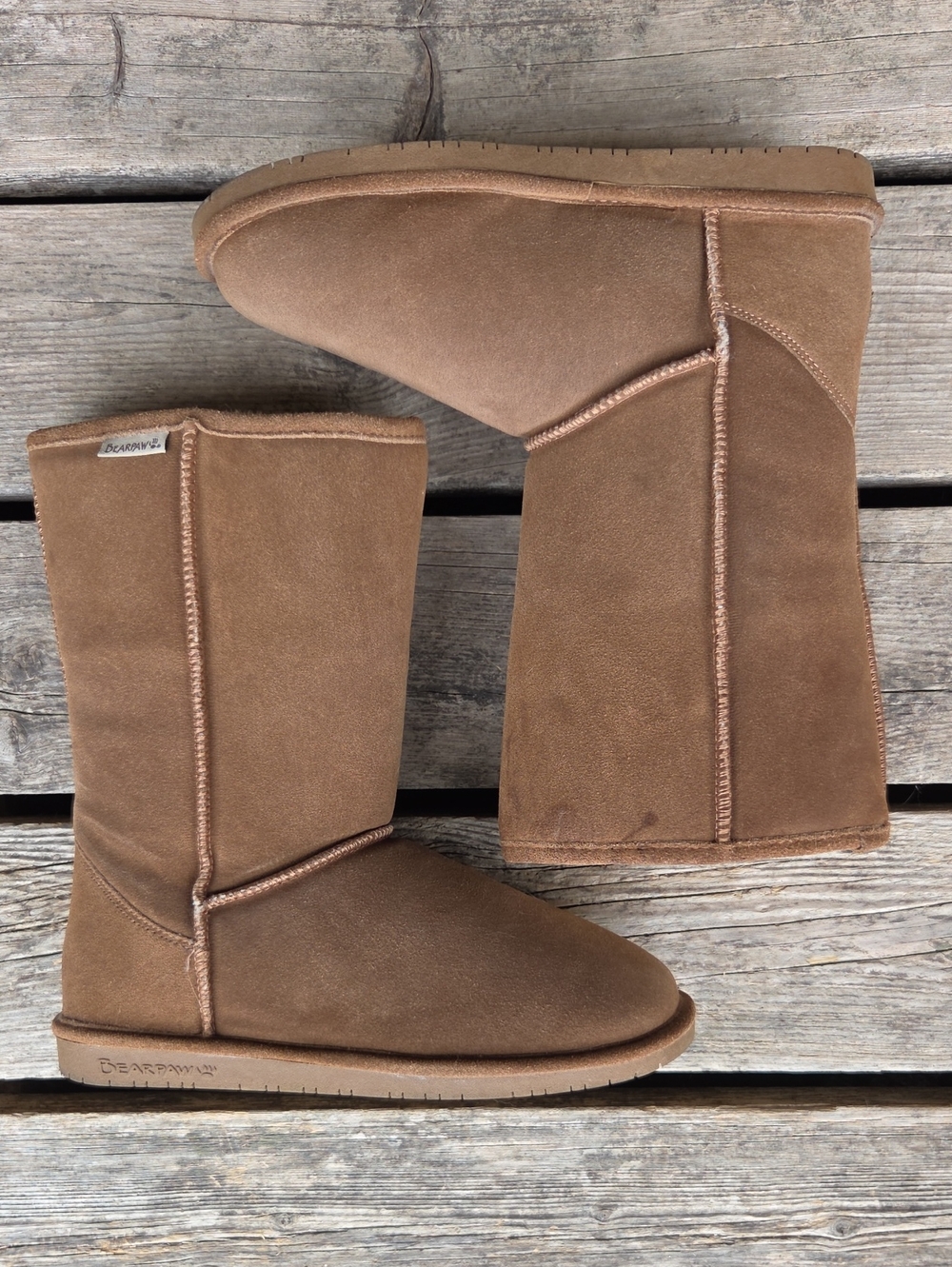 Fuzzy Sherpa Fleece Lined Soft Suede Winter Boots in Brown